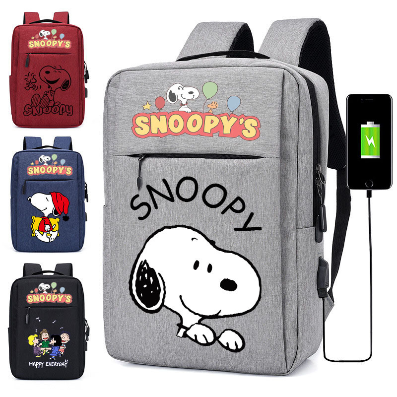 Snoopy school bag USB charging backpack large capacity student school bag casual backpack cartoon notebook backpack