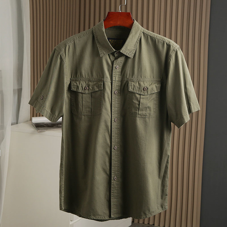 Camisas de mangas cortas de verano camisa de seda de hielo de hombre tendencia de ropa de verano camisa de abrigo de herramientas casuales