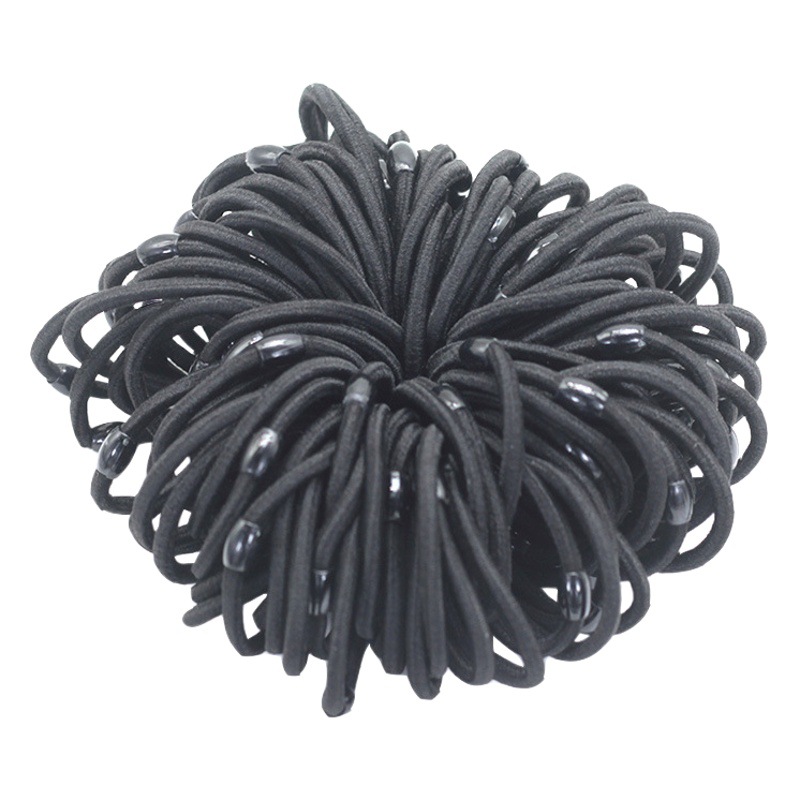 High elastic hair ring 04 black beads hair rope simple durable black head rope hair rubber band manufacturers wholesale jewelry