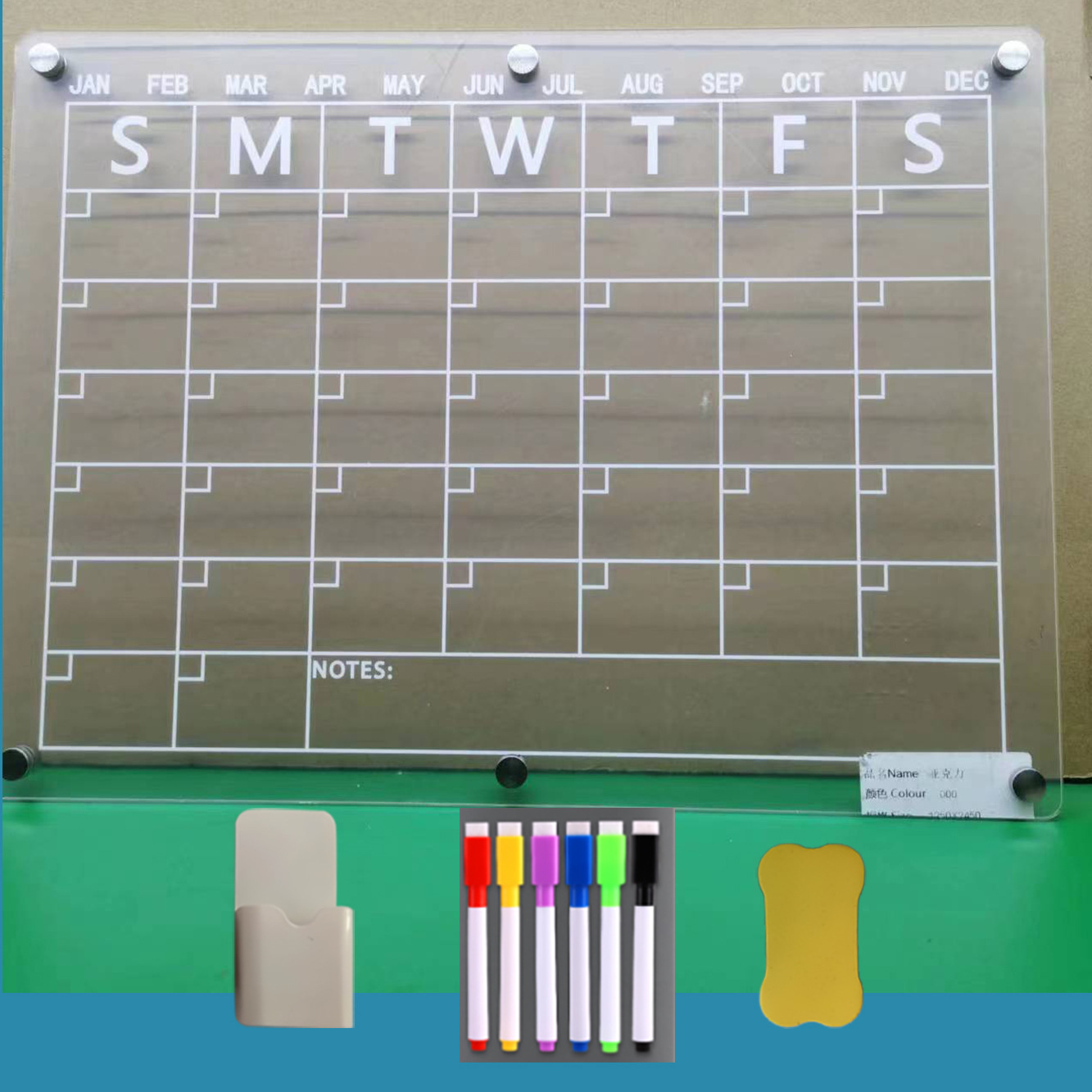 Medidor mensual E + contenedor de bolígrafo + seis bolígrafos N ° 3 + pizarra