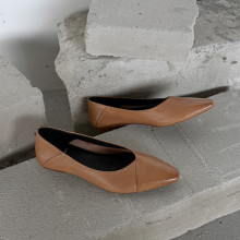 超软头层水洗牛皮职业工作鞋 软皮不累脚浅口尖头单鞋平底乐福鞋