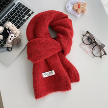 纯色围巾女冬季保暖加厚针织围脖系脖高级感仿羊绒2025新款批发