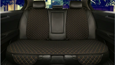 Four Seasons Pad, Car Seat Cushion Linen Car - rear-row-backrest-black-gold-linen