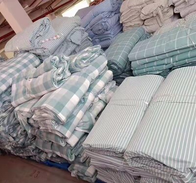 厂家直销水洗棉布料 色织全棉纯色素色布料床单被套四件套床品布|ms