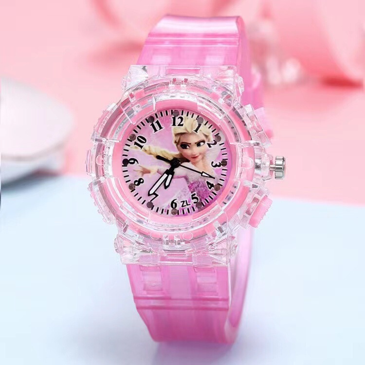 Frozen Princess watches children's watches wholesale fashion creative colorful led flash transparent luminous watch Frozen Princess watches children's watches wholesale fashion creative colorful led flash transparent luminous watch