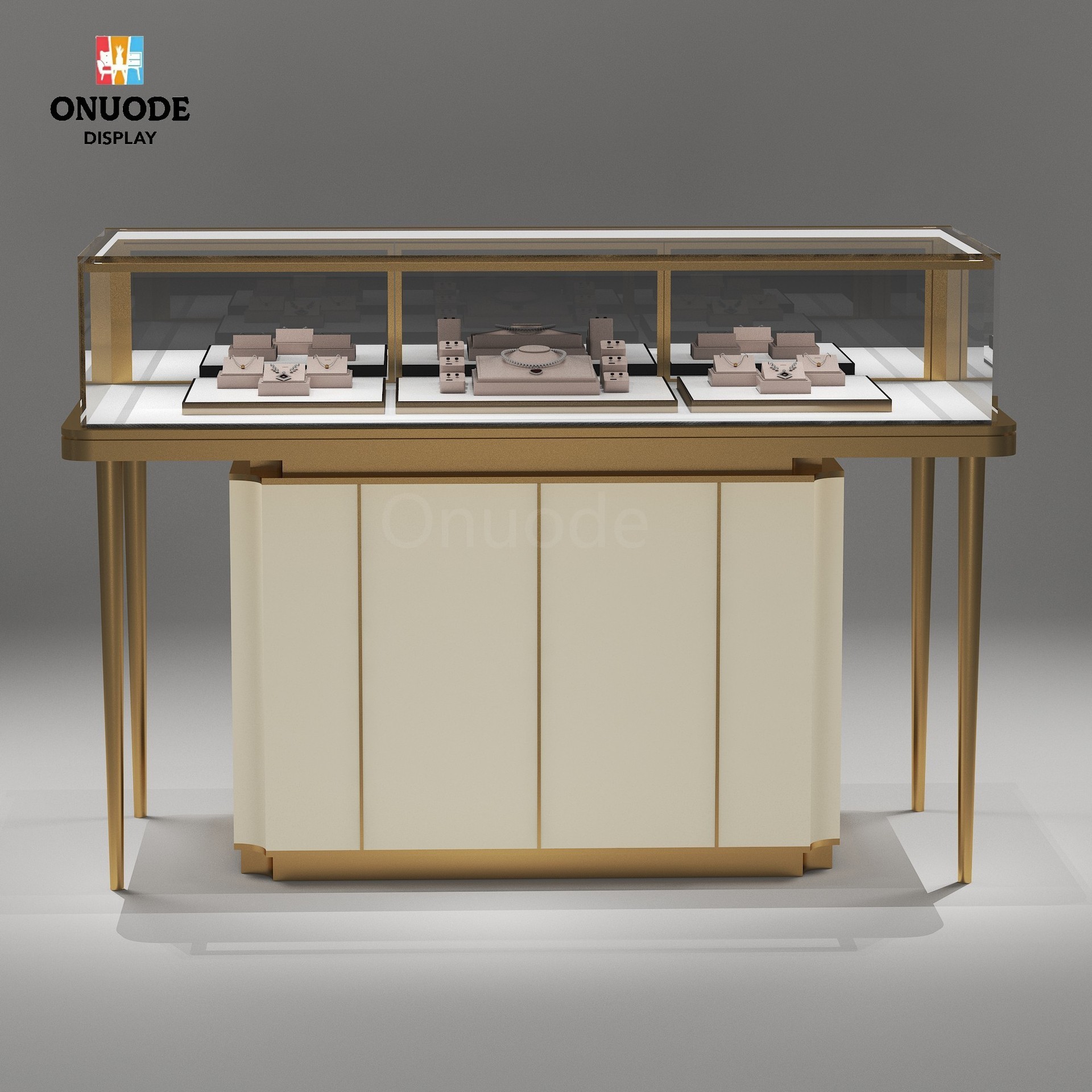 高端珠宝展示柜实木玻璃组合首饰展示架复古风珠宝陈列柜精品