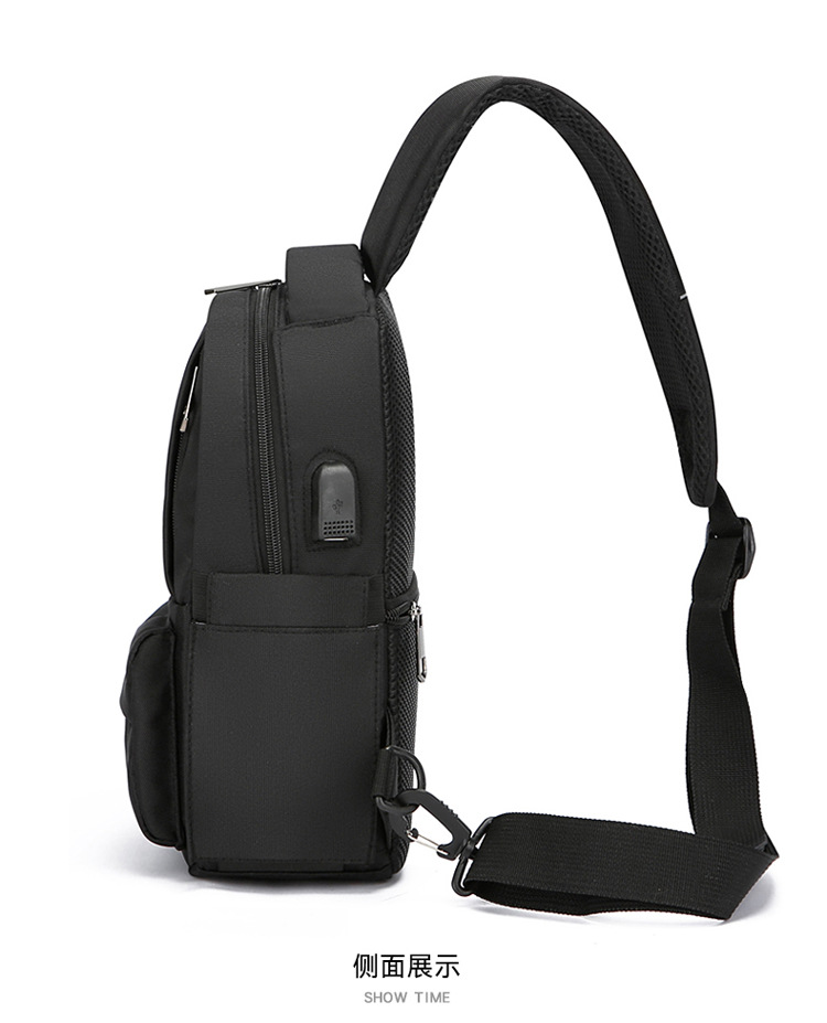 2024 New men's chest bag, trendy casual single-shoulder bag, cross-border water-resistant crossbody bag, USB rechargeable men's bag undefined