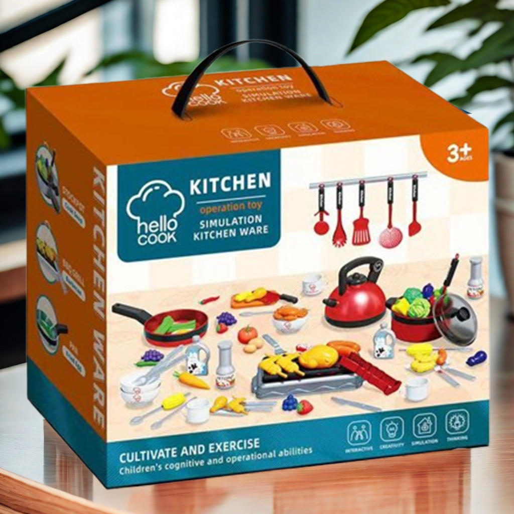 Transfronterizos nuevos niños juegan casa cocina juguetes diversión barbacoa cocina traje niños y niñas juguetes ventas directas de la fábrica