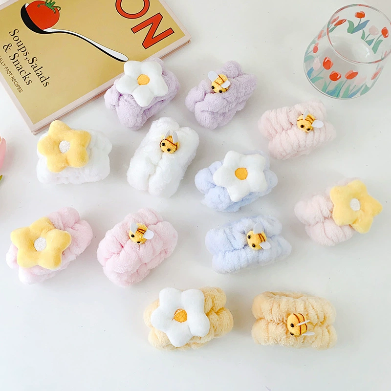 Оригинальный дизайн милый цветок пчела повязка для волос карамельного цвета маленький цветок для мытья лица Водонепроницаемая влагостойкая манжета на запястье