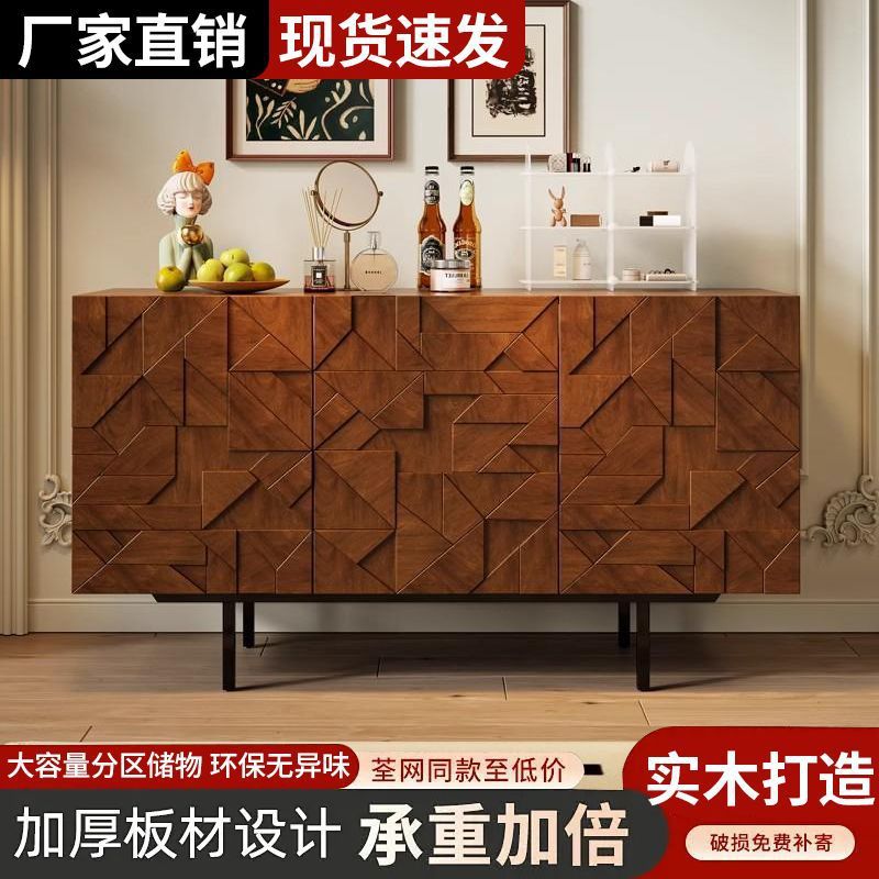 Light Luxury Style Side Cabinet, Carved Sideboard, Antique Style Storage Tv Cabinet, Black Oak Entrance Cabinet, Light Luxury and High-End