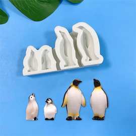 森力 原创小企鹅巧克力蛋糕烘焙翻糖模具diy企鹅滴胶装饰硅胶模具