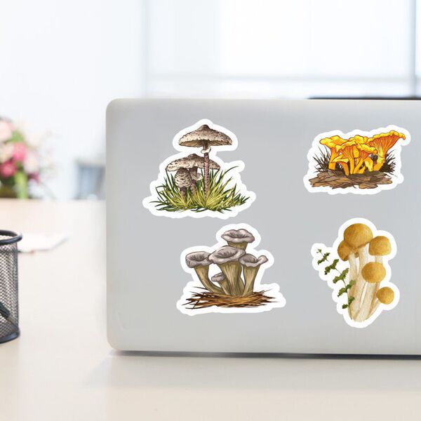 Cartoon stickers with clove mushrooms