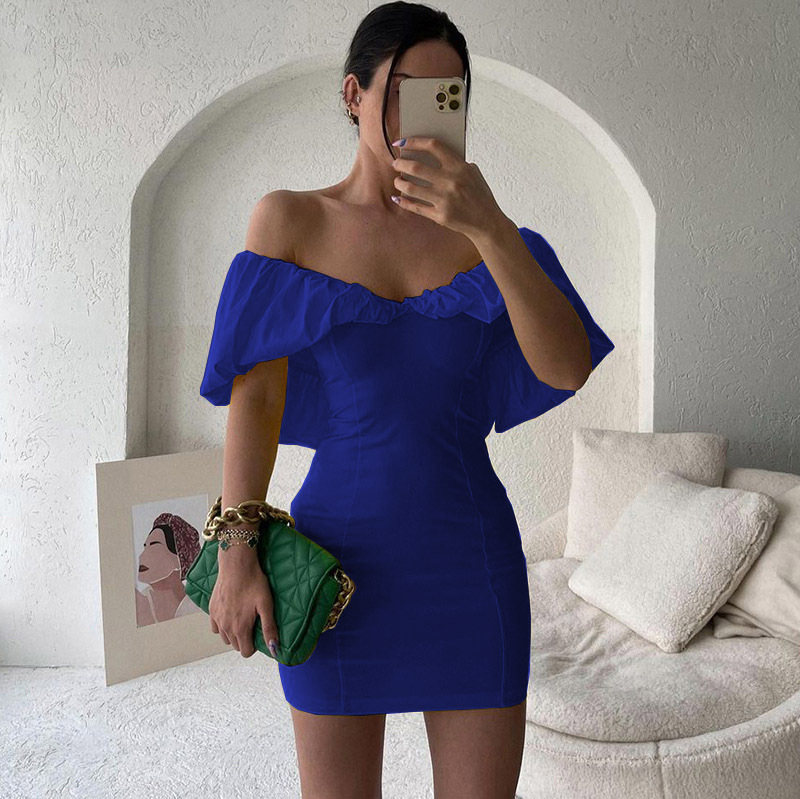 192g Weight Above Knee Dress Length Type Short Sleeve Sleeve Length Sheath Dress Dresses Type Polyester Fabric Type Mid Waist Waist Line Holiday Occasion Boat Neck Neckline Slim Fit Type Solid Color Pattern Summer Season Women's Gender Elegant Style Wholesale Women's Elegant Solid Color Holiday Boat Neck Short Sleeve Sheath Dress 40