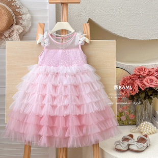 [Ready Stock and Shipped Instantly] Girls' Princess Dress 2025 New Summer Heavy-Duty Tutu Cake Dress Kidsren's Super Fairy Dress