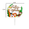 Cross -border color printing Carto -language Yayli Terri 牌 Feliz Cumpleanos Small Animal Cake Party Decoration