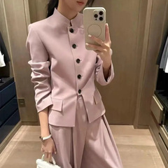 新中式复古西装套装女2025秋季高级感气质国风立领外套长裤两件套