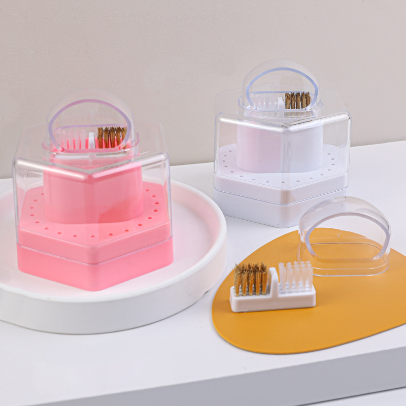 Transfronterizos 24 agujeros caja de almacenamiento de cabeza de pulido de uñas estante de exhibición de herramientas de manicura broca de almacenamiento de caja de acabado