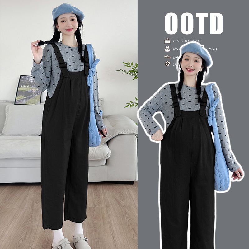 Maternity Wear New Style 2025 Spring and Autum New Style Overalls Overalls Bow Print Two-Piece Maternity Suit Maternity Wear New Style 2025 Spring and Autum New Style Overalls Overalls Bow Print Two-Piece Maternity Suit
