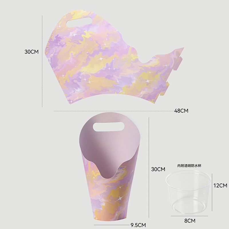 教师节 圆形鲜花手提盒向日葵花束单侧包装盒diy插花盒花艺材料|undefined