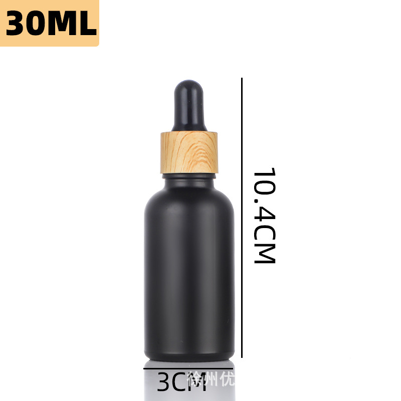 Botella de esencia a prueba de luz con tapa de imitación madera, botella de aceite esencial, botella cuentagotas de vidrio de 5-100 ml, botella para productos de cuidado de la piel, cosméticos