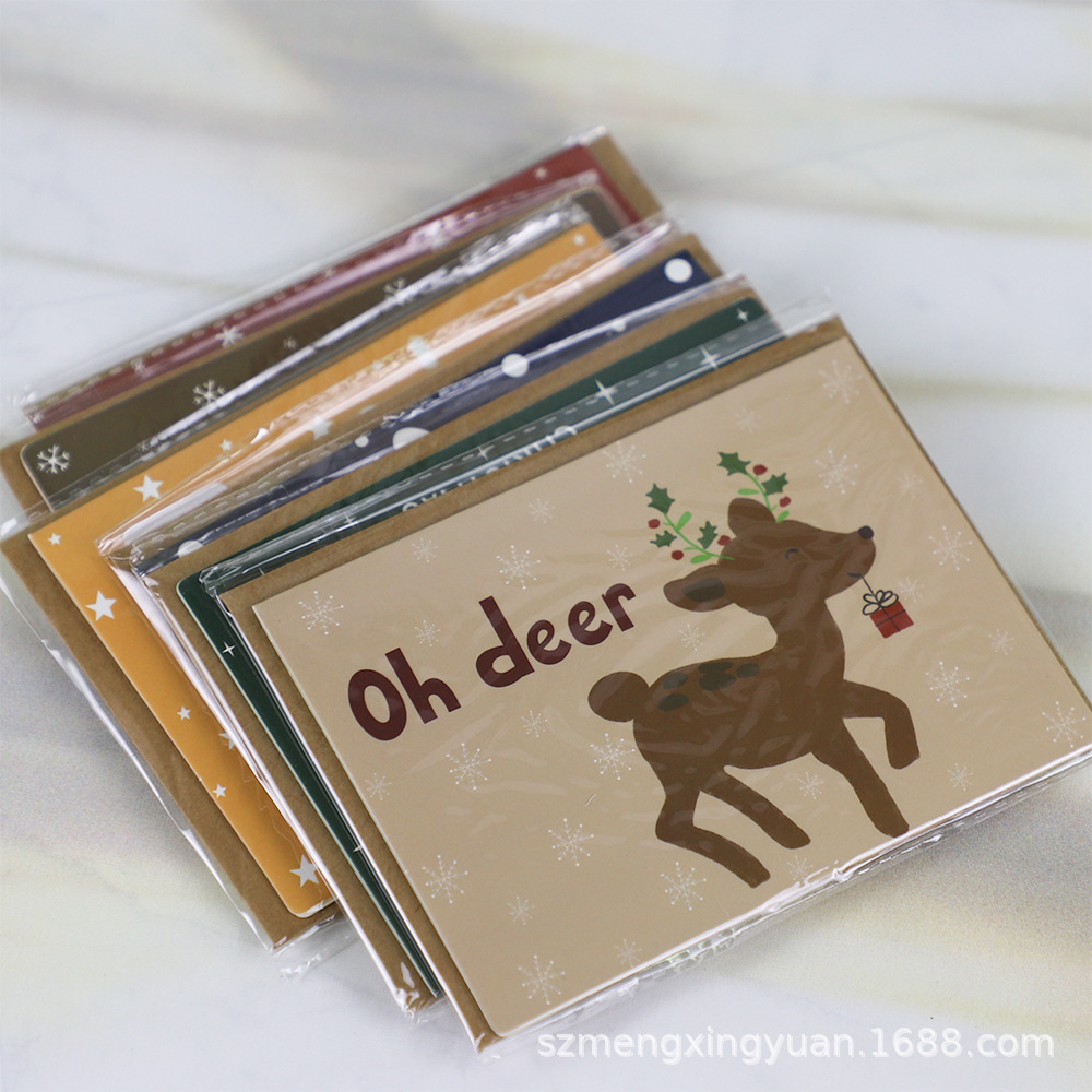 Tarjetas de Navidad escritas a mano Tarjetas de felicitación con sobres Regalos creativos Tarjetas de negocios de dibujos animados retro