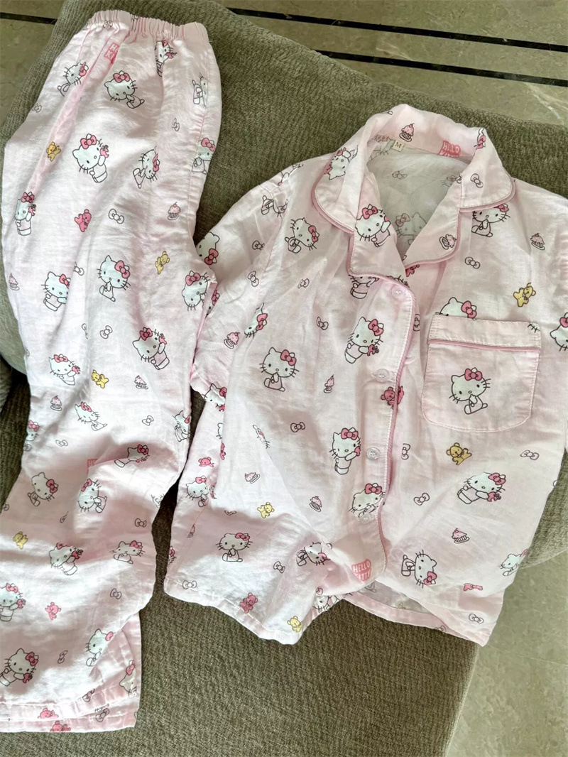 Pijamas de primavera y otoño nubes de algodón estudiantes delgados sueltos cardigans de manga larga set de ropa para el hogar image 26