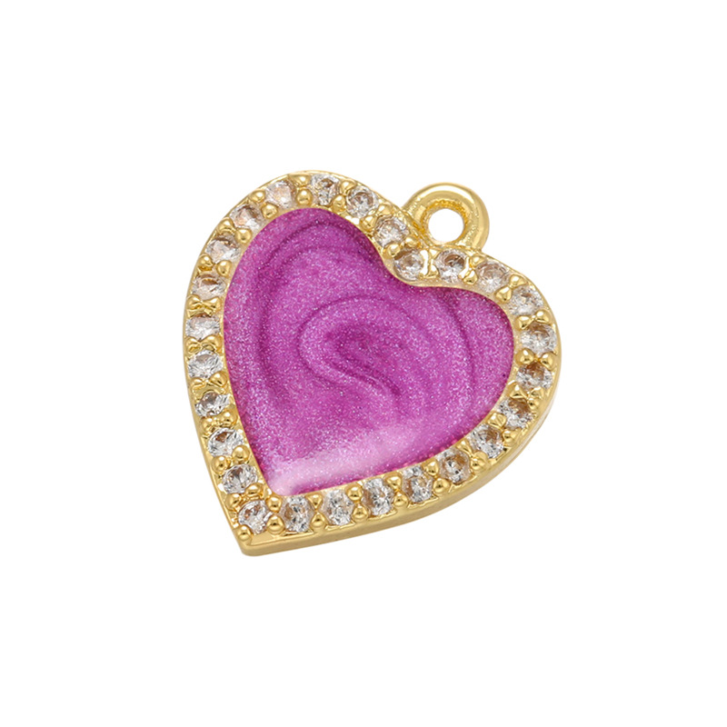 Micro-inlaid Zircon Heart-shaped Oil Drop Copper Pendant Wholesale Nihaojewelry display picture 5