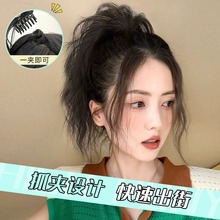 假发马尾女抓夹式喷泉高马尾森系少女半扎式蓬松高颅顶卷发马尾辫