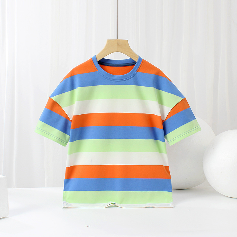 Ropa infantil de verano estilo coreano, nuevas camisetas para niños mayores, tops de algodón puro, camisetas de manga corta para niños, ropa infantil moderna al por mayor.