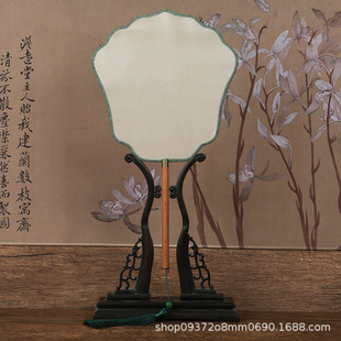 Encrypted Silk Cooked Silk Fan Special-shaped Fine Brushwork Blank Painting and Calligraphy Hand-painted Fan Ancient Style Embroidery Palace Fan Traditional Chinese Painting Fan