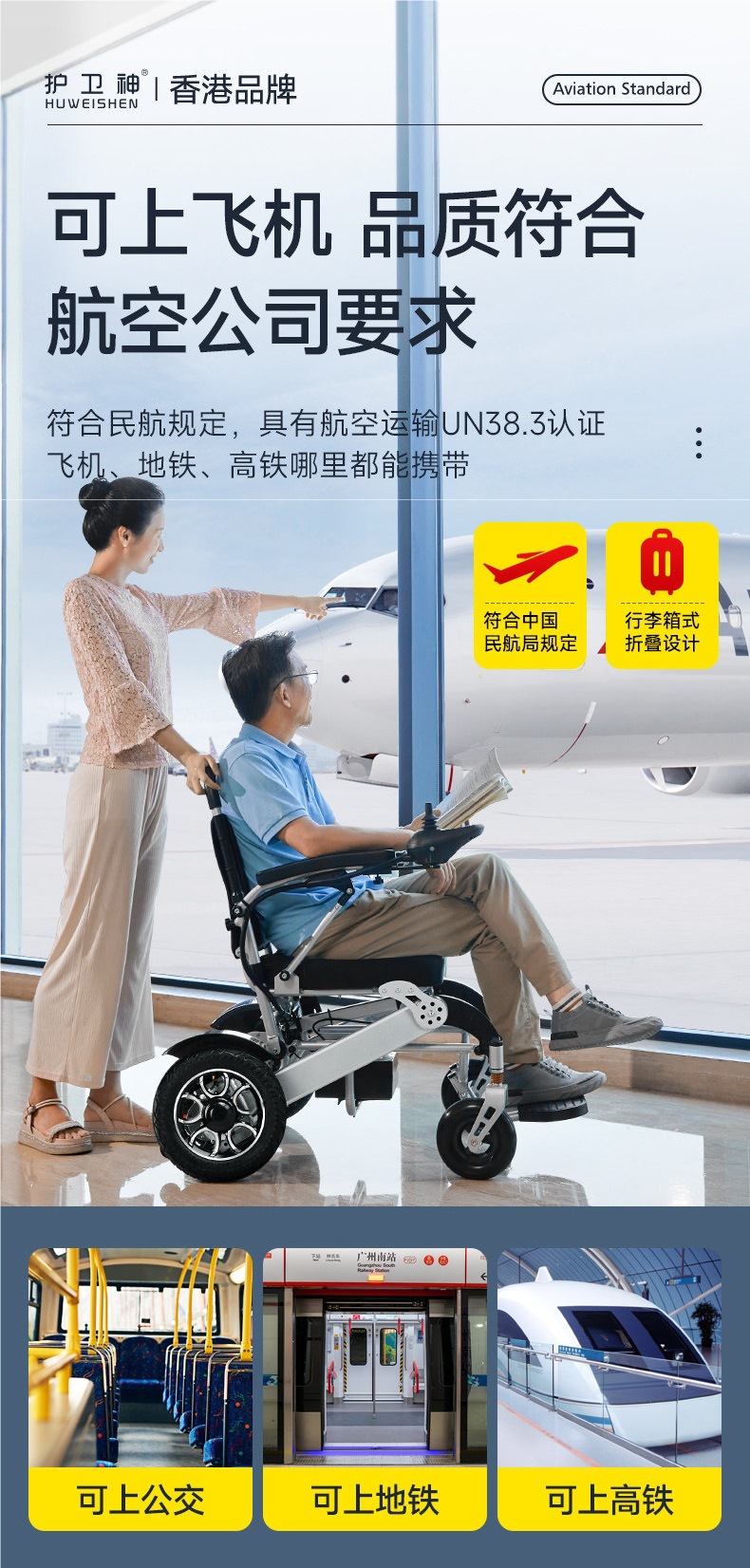 Guardian God's New Electric Wheelchair, Intelligent Fully Automatic Folding Lightweight Official Anti-Tip Mobility Scooter for the Elderly
