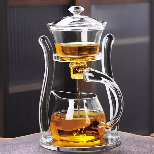 Creative Magnetic Glass Lazy Tea Set Automatic Tea Infuser Office Heat Resistant Gongfu Tea Pot Gift Box