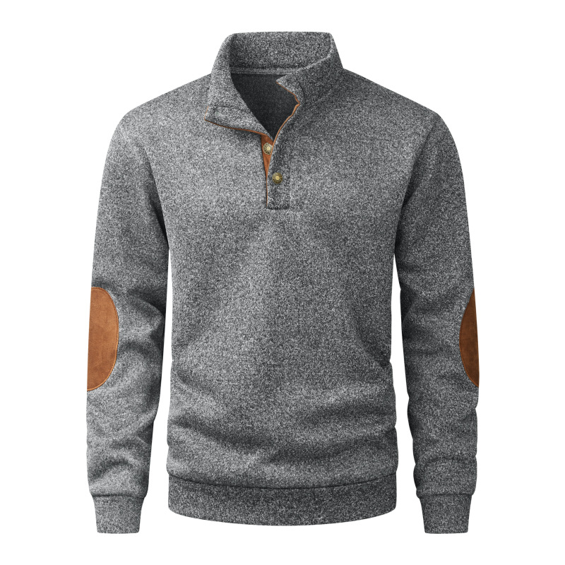 H705 Cross-border Thin Sweatshirt Men's European Size American Style Stand Collar Fleece-Lined Warm Long Sleeve Top Half-Zip Pullover