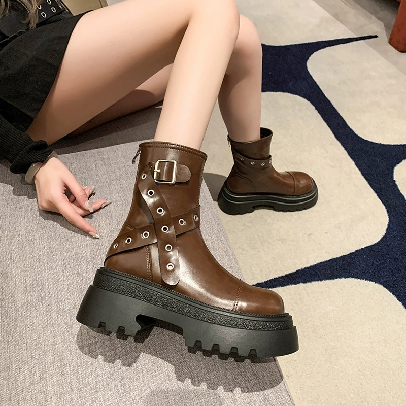 Martens, Ding Boots, модные летние полусапожки на платформе, для подростков, приталенные