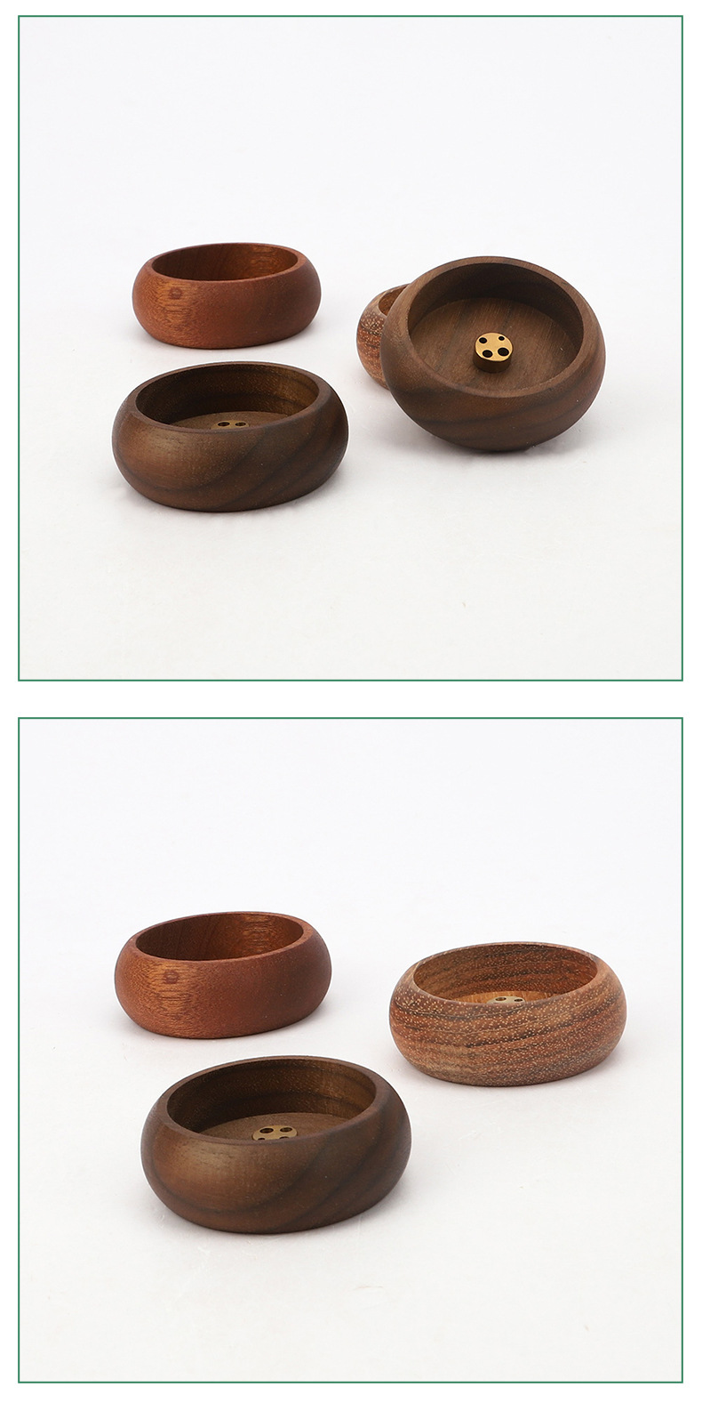 Chinese style black walnut home incense holder 4-hole wooden incense stick holder home handmade incense base fine incense holder