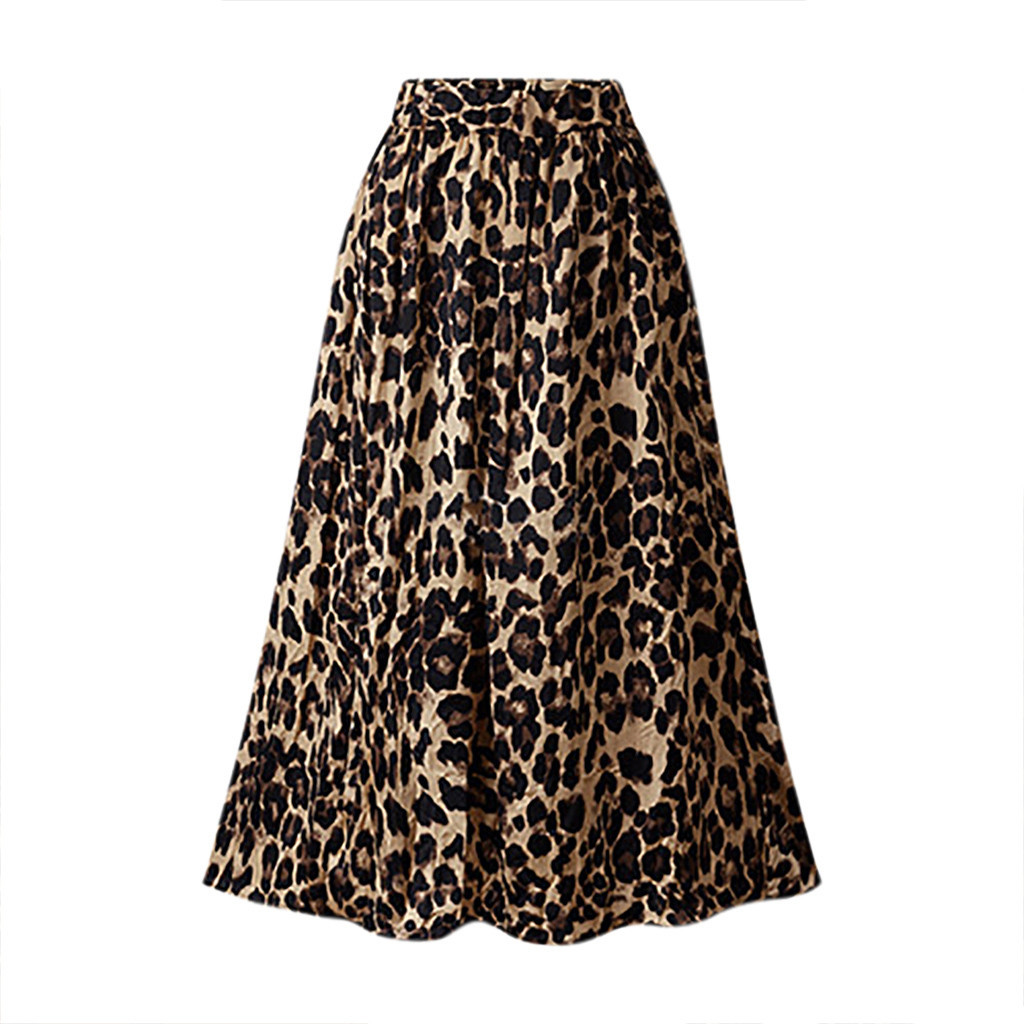 Falda de longitud media con estampado de leopardo de talla grande NSJR47967