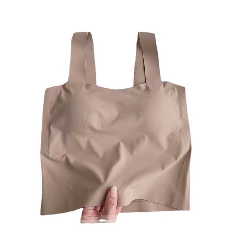 Cuello cuadrado de seda de hielo fino belleza espalda camisola desgaste exterior de las mujeres desgaste interior de una pieza almohadilla en el pecho chaleco anti-exposición