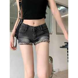 性感低腰辣妹超短裤女紧身热裤夏季豹纹包臀性感休闲百搭牛仔短裤