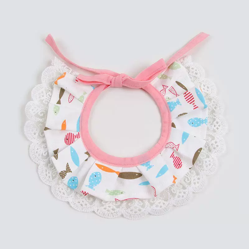 可爱蕾丝花边围嘴 猫咪狗狗口水巾 泰迪围兜圆领围巾甜美蕾丝围兜