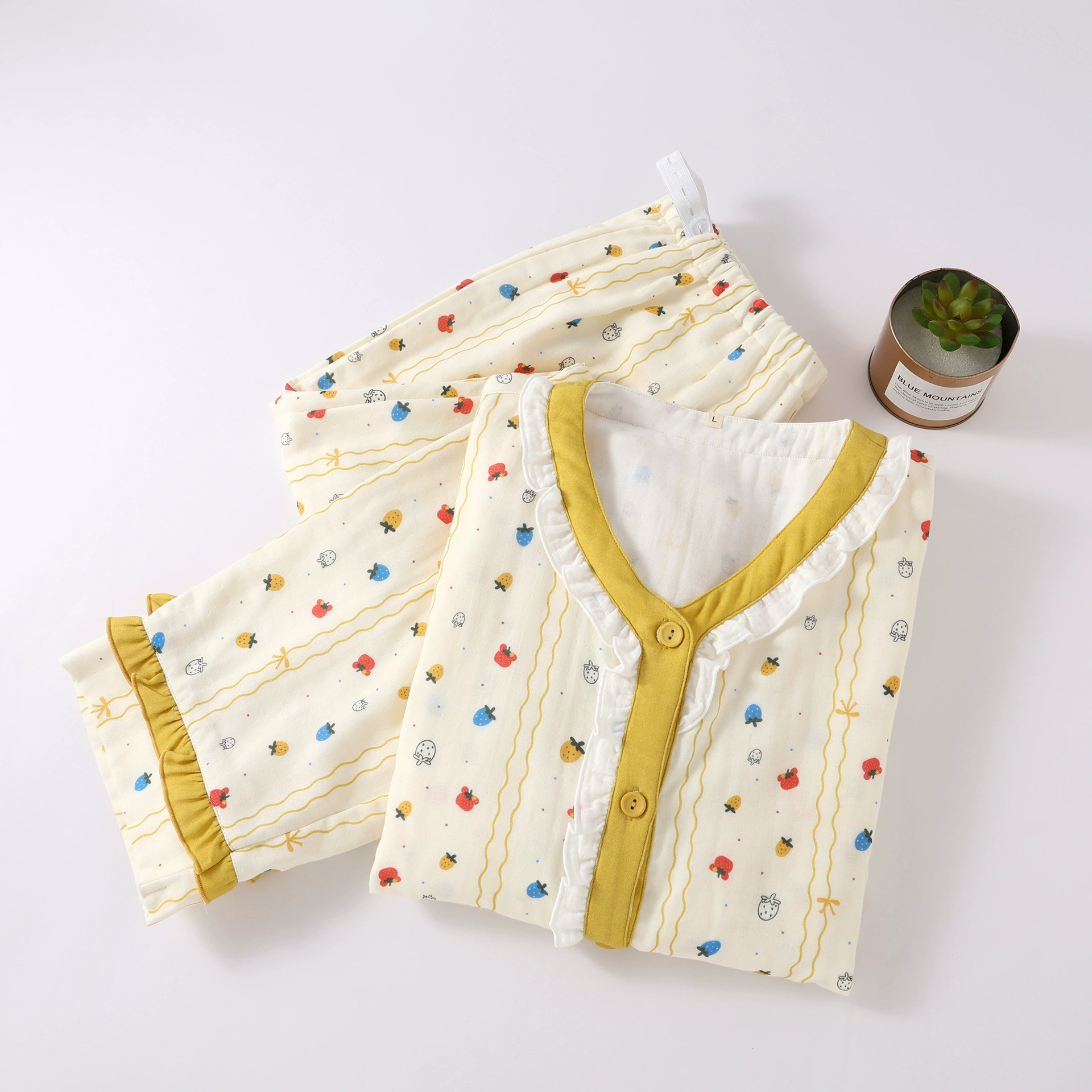 Весенний и осенний новый хлопковый трехслойный марлевый костюм для родов для беременных