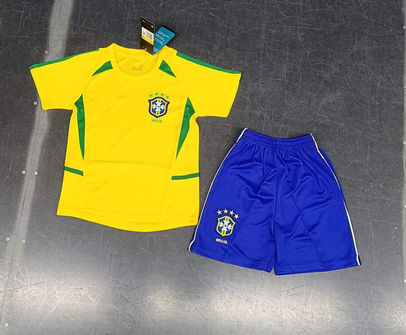 レトロサッカーユニフォーム半袖子供服スーツバルセロナレアルマドリードジャージインテルナツィオーネ代表チームブラジルアルゼンチンベビー服|undefined