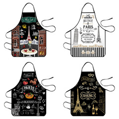Factory Direct Sales Cross-border Advertising Apron with Printed Logo Waterproof Waistcoat for BBQ Restaurant Kitchen Workwear
