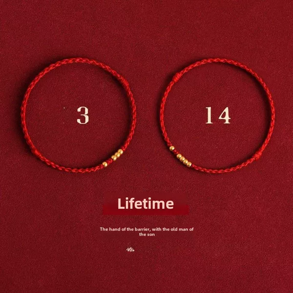 Red Rope Bracelet Lifetime 1314 Ancient Sha Gold Transfer Beads Hand-woven Love Girlfriend Couple Hand Rope