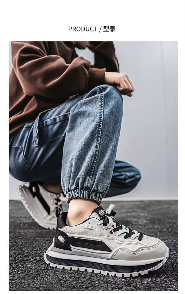 Giày thể thao nam đế dày tăng chiều cao, sneaker phối màu trơn, gót thấp 1–3 cm — C965 Kaki, C965 màu đen, C965 trắng chi tiết 7