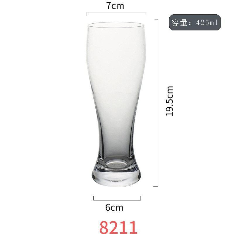 Vaso de cerveza comercial de gran capacidad para cintura delgada Vaso de cristal Vaso de cerveza artesanal de trigo Vaso de cerveza engrosado para el hogar