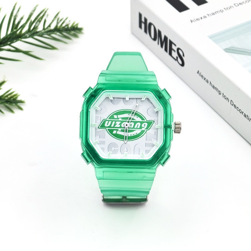 2024 solid color watch fashion casual male and female primary and secondary school students imitation small square jelly candy color watch