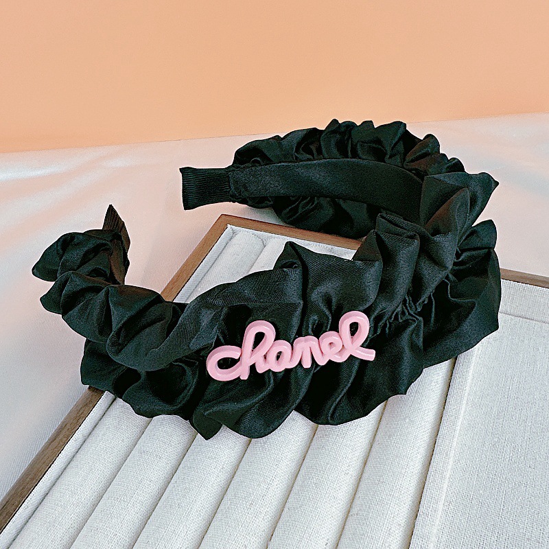 Alta cráneo superior negro plisado diadema horquilla de las mujeres lavado facial banda de pelo borde ancho versátil 2023 Internet celebridad nueva diadema