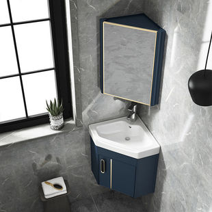 Wall-mounted Wash Basin Small Apartment Triangle Wash Basin Cabinet Combination Bathroom Ceramic Corner Wash Table Bathroom Cabinet
