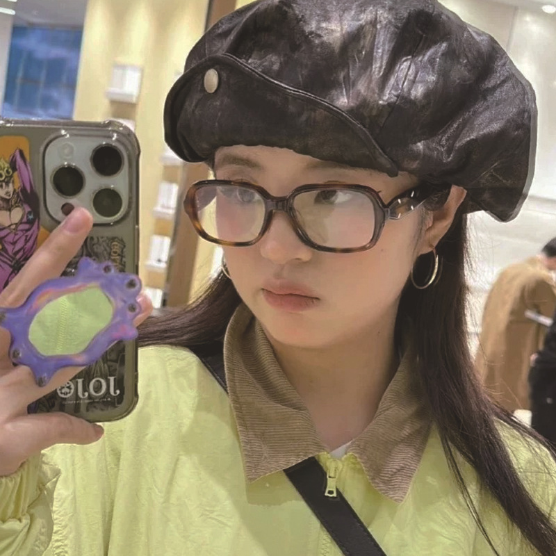 Nuevo estilo coreano Magilla personalidad literatura y arte espejo de luz plana gran cara adelgazante anteojos antiluz azul retrógrado marco de gafas GM para mujeres