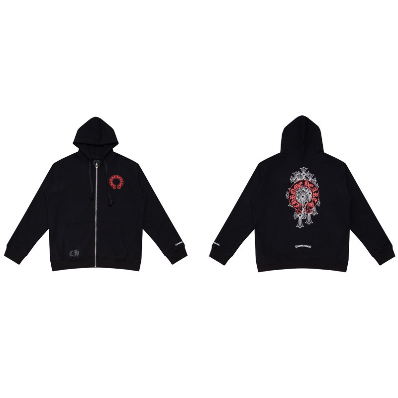 24ss年新款高品质Chrome Hearts 马蹄十字架连帽拉链卫衣工厂批发|undefined